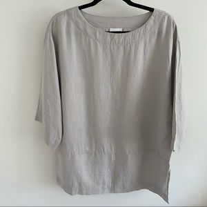 pure jill linen grey 3/4 sleeve shirt